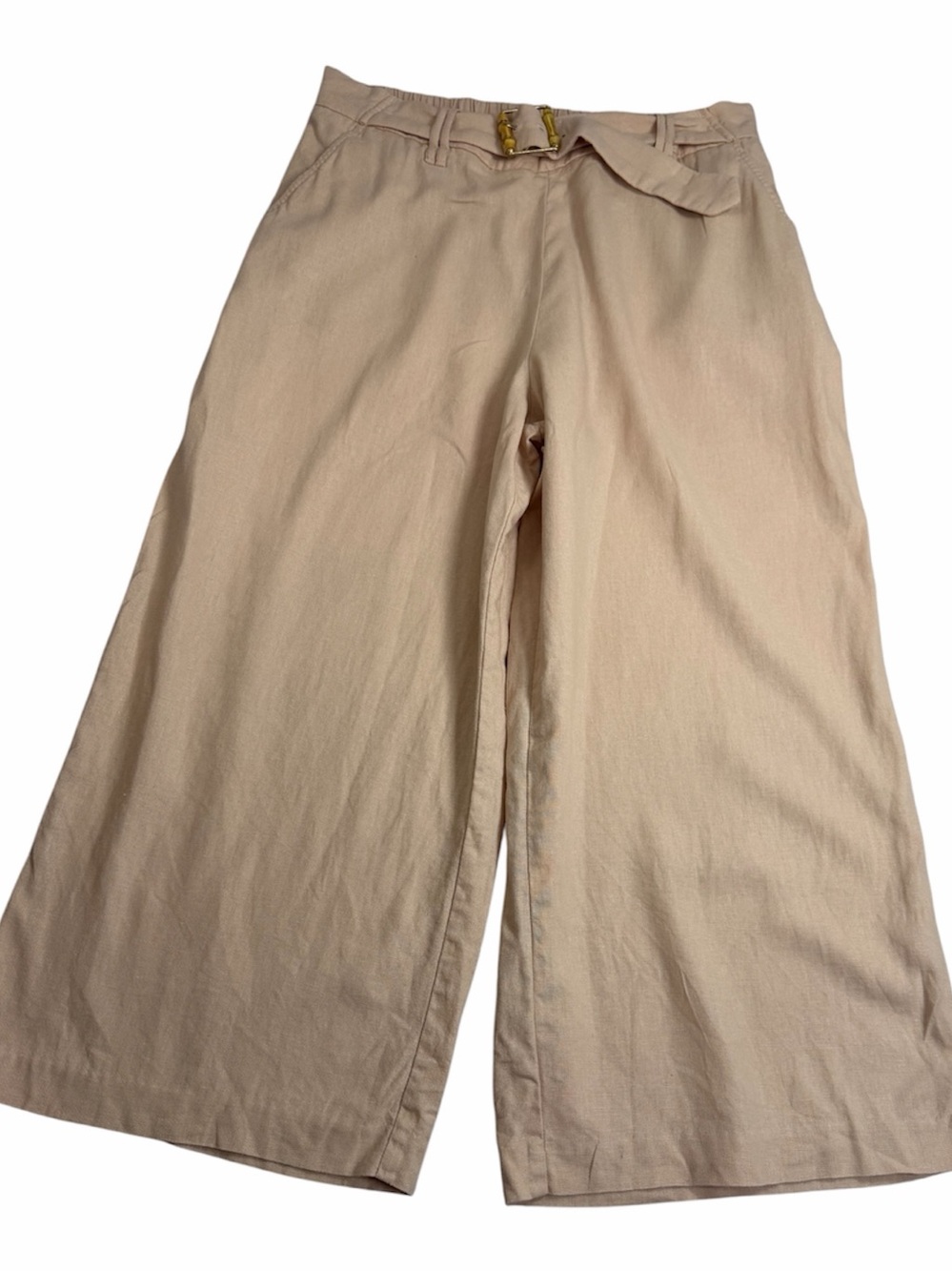 Sigrid Olsen Wide Leg Salmon Linen Pants with Elastic Waist. Size Large. - Picture 3 of 10